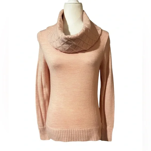 Susan Bristol 100% Merino Wool Light Pink Cowl Neck Sweater Size Medium - Picture 1 of 14
